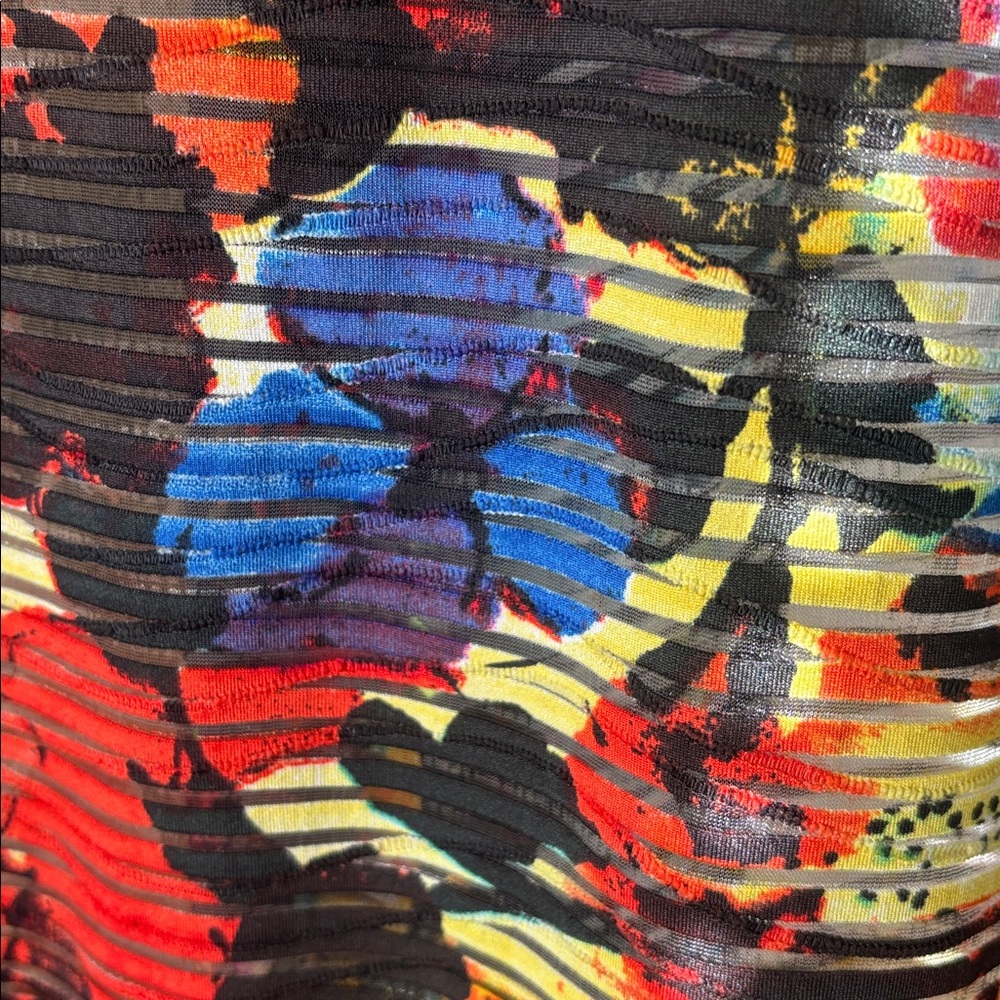 Colorful Abstract Open Front Cardigan - Picture 7 of 9